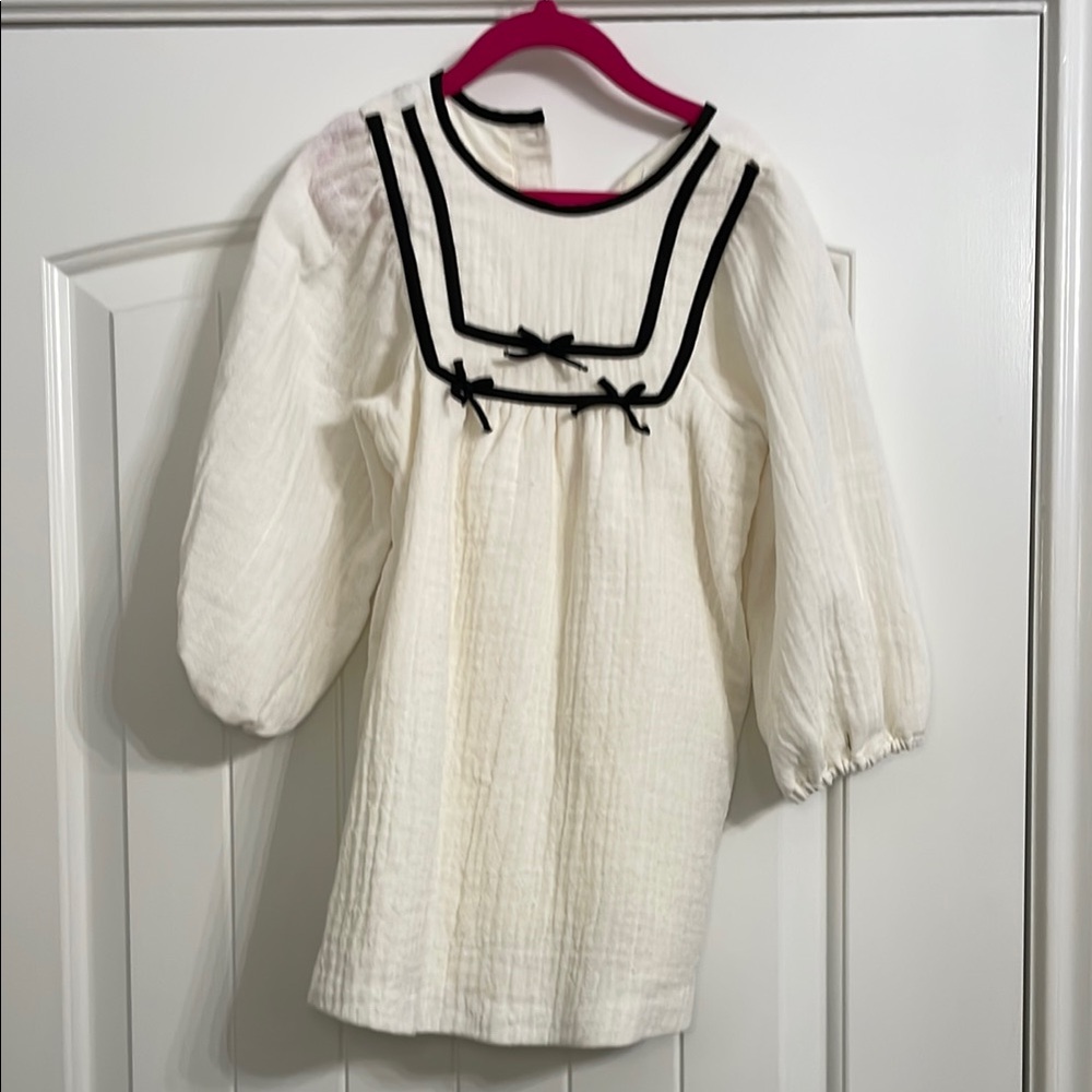 Zara Kids White Dress with Black Accents